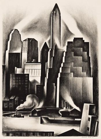 {{ product_title }} Fine Art Print | {{ product_vendor }} Jakero77 Howard Norton Cook - Lower Manhattan (1930) Signed - 17" x 22" Fine Art Print Art Print  Jakero77