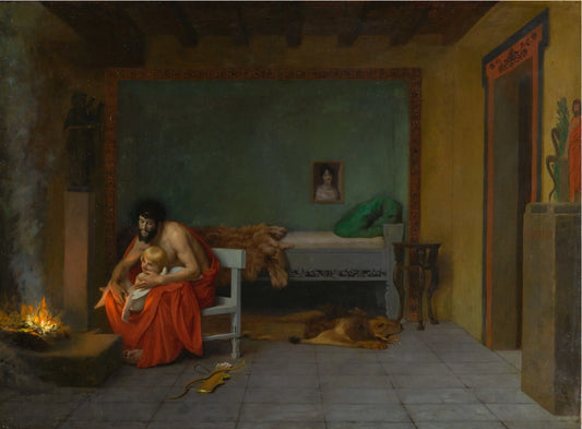 {{ product_title }} Fine Art Print | {{ product_vendor }} Jakero77 J L Gerome - Story of Anacreon 2 Young Love's Shivering Limbs the Embers (1899) Signed - 17" x 22" Fine Art Print Art Print  Jakero77