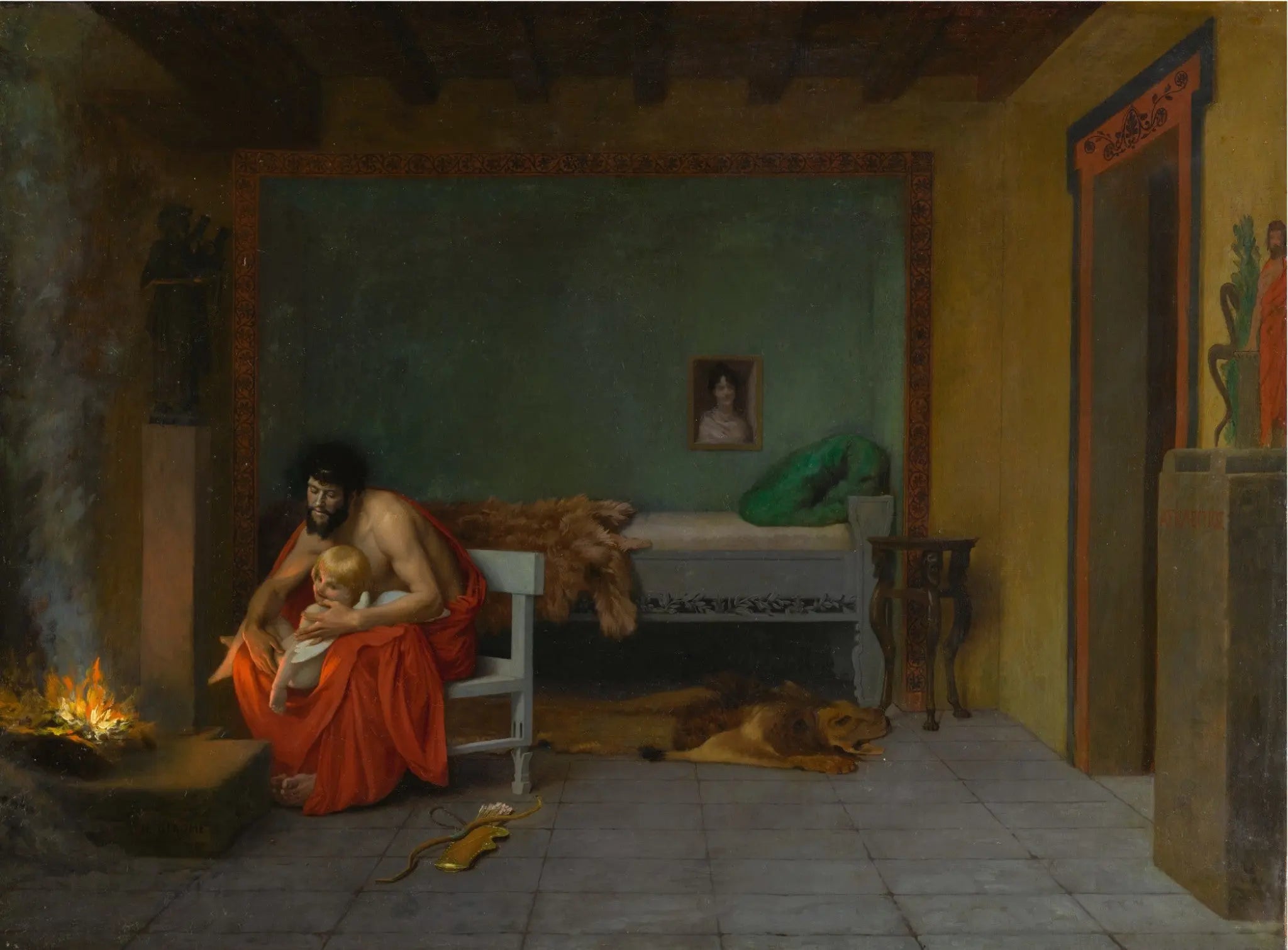 {{ product_title }} Fine Art Print | {{ product_vendor }} Jakero77 J L Gerome - Story of Anacreon 2 Young Love's Shivering Limbs the Embers (1899) Signed - 17" x 22" Fine Art Print Art Print  Jakero77