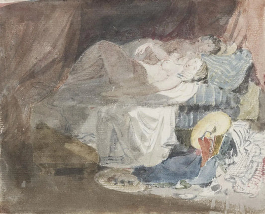 {{ product_title }} Fine Art Print | {{ product_vendor }} Jakero77 J. M. W. Turner - Nude Swiss Girl & a Companion in Bed 1802 -17" x 22" Art Print Art Print  Jakero77