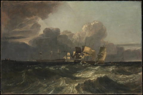 {{ product_title }} Fine Art Print | {{ product_vendor }} Jakero77 JMW Turner - Ships Bearing for Anchorage, Egremont Sea Piece (1802) - 17"x22" Print Art Print  Jakero77
