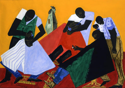 {{ product_title }} Fine Art Print | {{ product_vendor }} Jakero77 Jacob Lawrence - Barber Shop (1946) Signed - 17" x 22" Fine Art Print Art Print  Jakero77