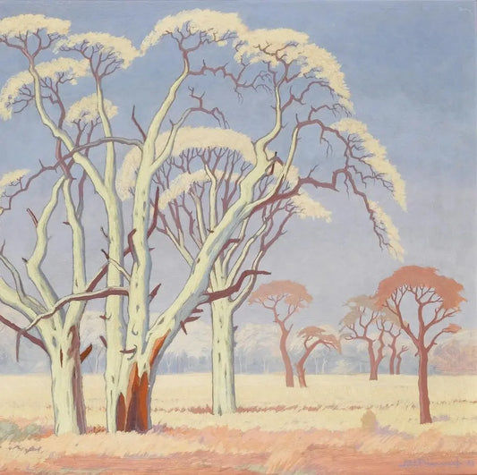 {{ product_title }} Fine Art Print | {{ product_vendor }} Jakero77 Jacobus Hendrik Pierneef - Acacia Trees in the Veld (1930s) - 17"x22" Art Print Art Print  Jakero77