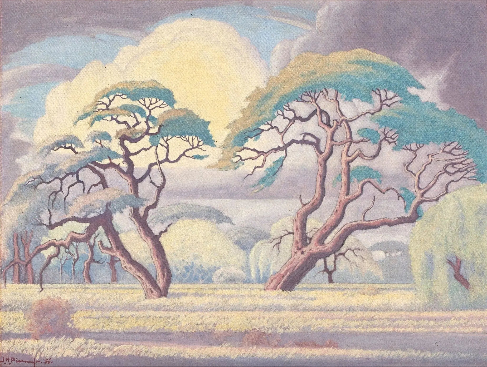{{ product_title }} Fine Art Print | {{ product_vendor }} Jakero77 Jacobus Hendrik Pierneef - South Africa Acacia Trees (1956) - 17"x22" Art Print Art Print  Jakero77