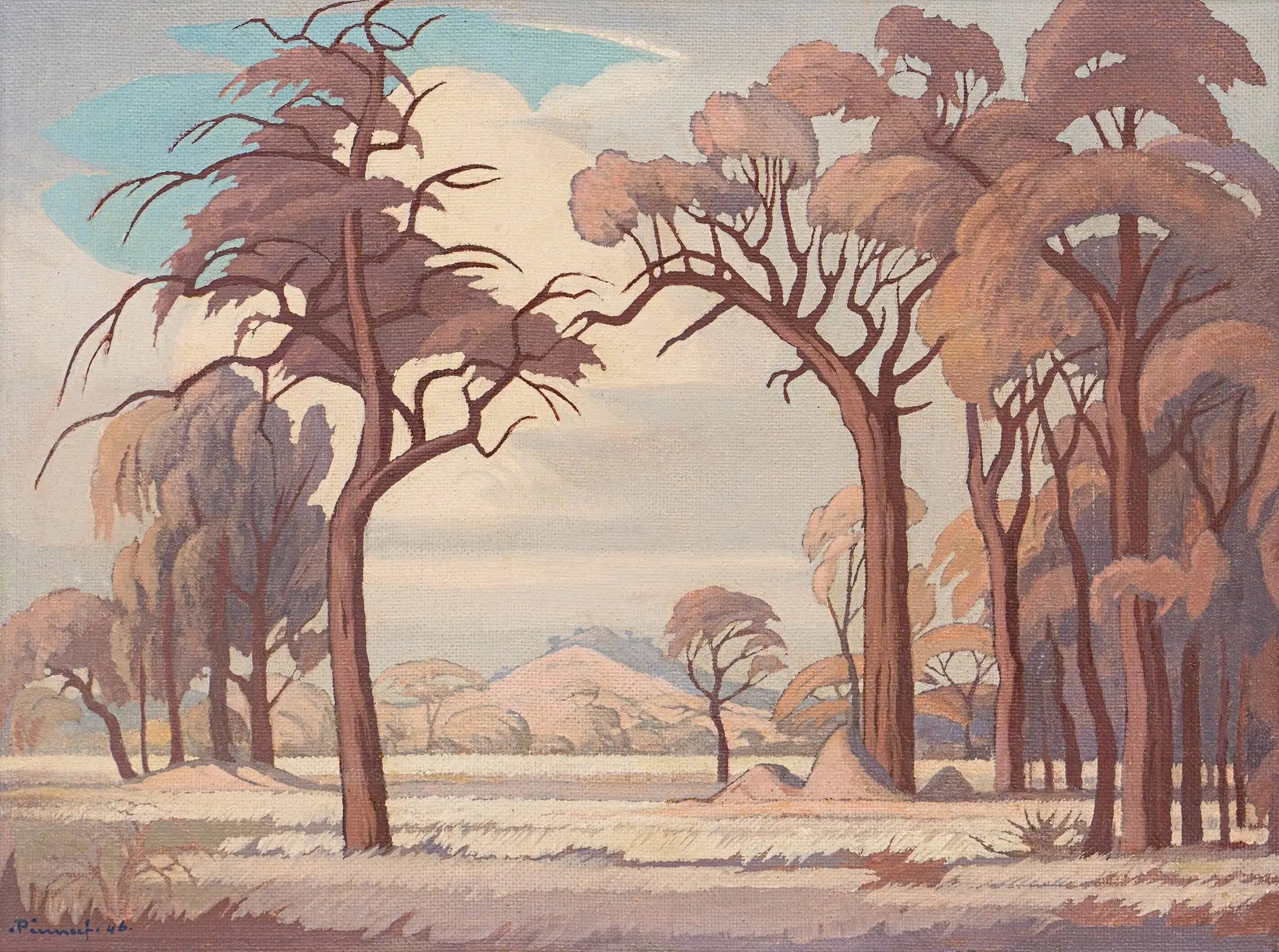 {{ product_title }} Fine Art Print | {{ product_vendor }} Jakero77 Jacobus Hendrik Pierneef - South African Bushveld (1946) - 17" x 22" Art Print Art Print  Jakero77