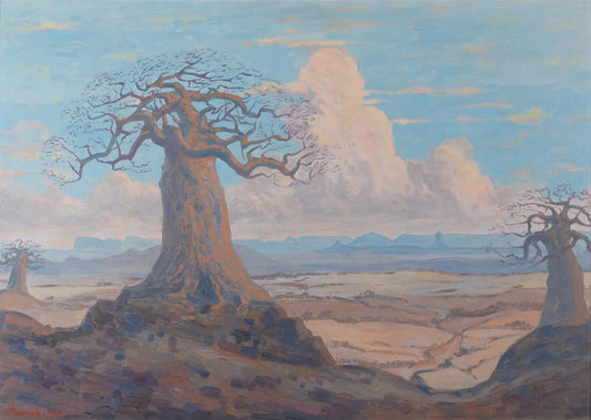 {{ product_title }} Fine Art Print | {{ product_vendor }} Jakero77 Jacobus Hendrik Pierneef - South African Landscape Baobab Tree - 17" x 22" Print Art Print  Jakero77