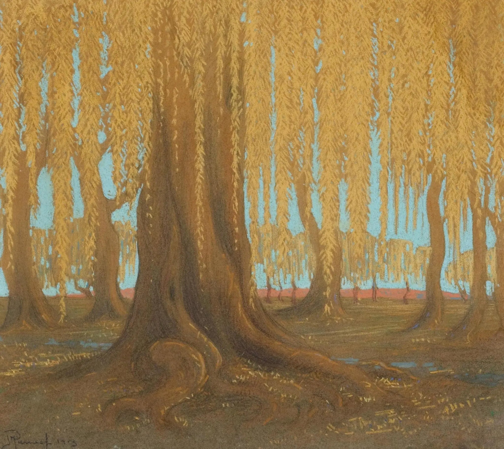 {{ product_title }} Fine Art Print | {{ product_vendor }} Jakero77 Jacobus Hendrik Pierneef - Willow Trees South Africa (1913) - 17" x 22" Art Print Art Print  Jakero77