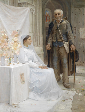 {{ product_title }} Fine Art Print | {{ product_vendor }} Jakero77 Jean Eugene Buland - Alms of a Beggar (1880) - 17" x 22" Fine Art Print Art Print  Jakero77