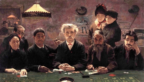 {{ product_title }} Fine Art Print | {{ product_vendor }} Jakero77 Jean Eugene Buland - Le Tripot (The Dive) 1883 Gambling Den - 17"x22" Art Print Art Print  Jakero77