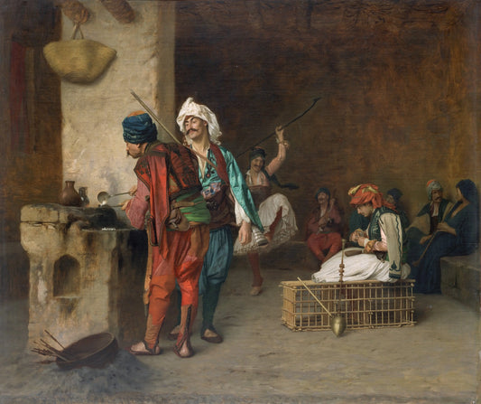 {{ product_title }} Fine Art Print | {{ product_vendor }} Jakero77 Jean Leon Gerome - A Café in Cairo (Signed in Plate) - 17" x 22" Fine Art Print Art Print  Jakero77