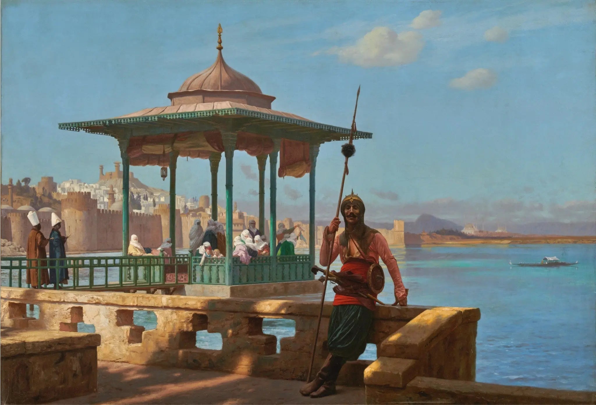 {{ product_title }} Fine Art Print | {{ product_vendor }} Jakero77 Jean Leon Gerome - A Harem in the Kiosk (1870) Signed - 17" x 22" Fine Art Print Art Print  Jakero77