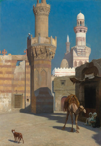 {{ product_title }} Fine Art Print | {{ product_vendor }} Jakero77 Jean Leon Gerome - A Hot Day in Cairo (infront of Mosque) Signed - 17"x22" Print Art Print  Jakero77