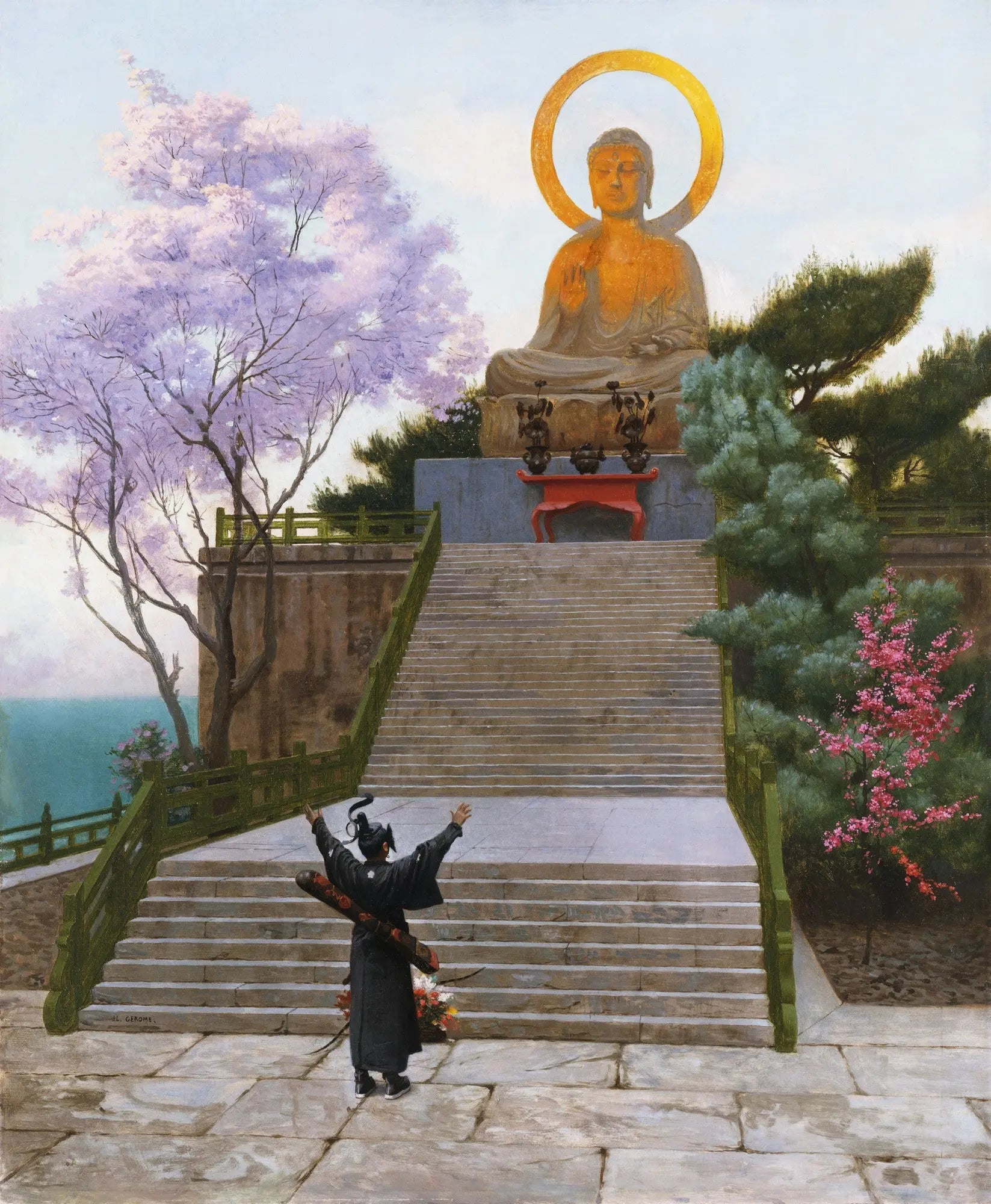 {{ product_title }} Fine Art Print | {{ product_vendor }} Jakero77 Jean Leon Gerome - A Japanese Imploring a Divinity (1885) Signed - 17" x 22" Print Art Print  Jakero77