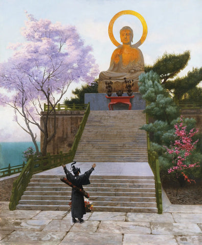 {{ product_title }} Fine Art Print | {{ product_vendor }} Jakero77 Jean Leon Gerome - A Japanese Imploring a Divinity (1885) Signed - 17" x 22" Print Art Print  Jakero77