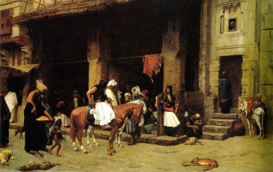 {{ product_title }} Fine Art Print | {{ product_vendor }} Jakero77 Jean Leon Gerome - A Street Scene in Cairo - 17" x 22" Fine Art Print Art Print  Jakero77