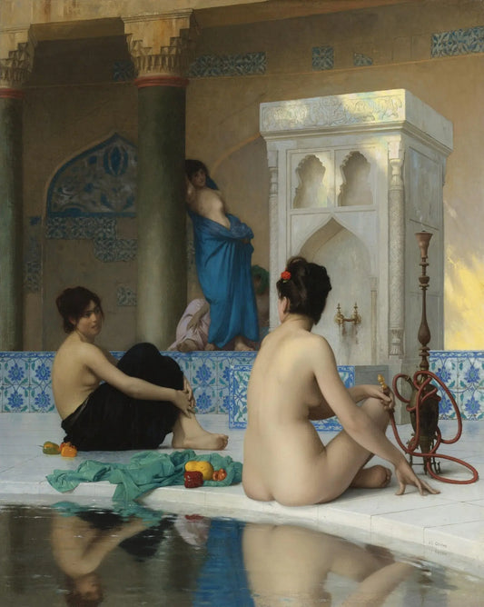 {{ product_title }} Fine Art Print | {{ product_vendor }} Jakero77 Jean Leon Gerome - After the Bath Nude Ladies Signed - 17" x 22" Fine Art Print Art Print  Jakero77