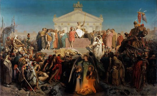 {{ product_title }} Fine Art Print | {{ product_vendor }} Jakero77 Jean Leon Gerome - Age of Augustus the Birth of Christ (1855) Signed - 17"x22" Print Art Print  Jakero77