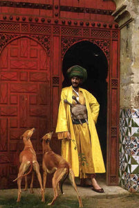 {{ product_title }} Fine Art Print | {{ product_vendor }} Jakero77 Jean Leon Gerome - An Arab & His Dogs (1875) - 17" x 22" Fine Art Print Art Print  Jakero77