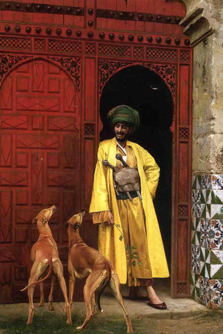 {{ product_title }} Fine Art Print | {{ product_vendor }} Jakero77 Jean Leon Gerome - An Arab & His Dogs (1875) - 17" x 22" Fine Art Print Art Print  Jakero77