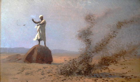 {{ product_title }} Fine Art Print | {{ product_vendor }} Jakero77 Jean Leon Gerome - Arab Frightening Larks Away (1900) Signed - 17" x 22" Art Print Art Print  Jakero77