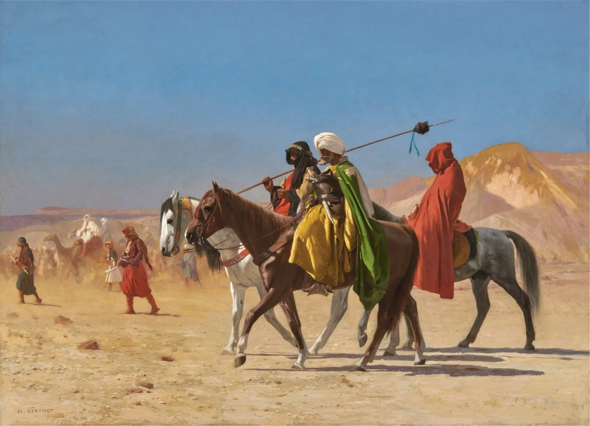 {{ product_title }} Fine Art Print | {{ product_vendor }} Jakero77 Jean Leon Gerome - Arabs Crossing the Desert (1870) Signed - 17" x 22" Art Print Art Print  Jakero77