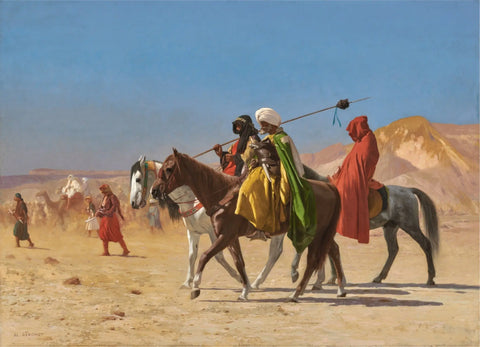 {{ product_title }} Fine Art Print | {{ product_vendor }} Jakero77 Jean Leon Gerome - Arabs Crossing the Desert (1870) Signed - 17" x 22" Art Print Art Print  Jakero77