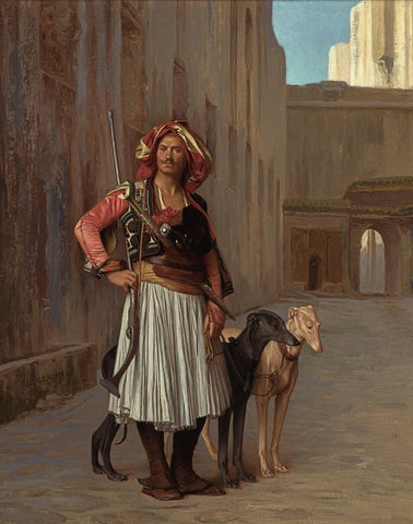 {{ product_title }} Fine Art Print | {{ product_vendor }} Jakero77 Jean Leon Gerome - Arnaut of Cairo (1871) Signed - 17" x 22" Fine Art Print Art Print  Jakero77