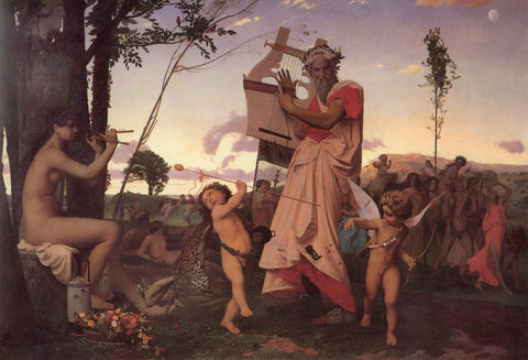 {{ product_title }} Fine Art Print | {{ product_vendor }} Jakero77 Jean Leon Gerome - Bacchus & Anachreon Love (Signed) - 17" x 22" Fine Art Print Art Print  Jakero77