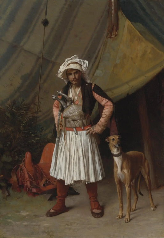 {{ product_title }} Fine Art Print | {{ product_vendor }} Jakero77 Jean Leon Gerome - Bashi Bazouk and His Dog (Signed) - 17" x 22" Fine Art Print Art Print  Jakero77