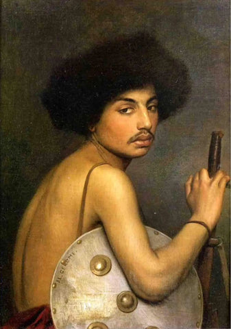 {{ product_title }} Fine Art Print | {{ product_vendor }} Jakero77 Jean Leon Gerome - Bisharin Warrior Portrait (Signed) - 17" x 22" Fine Art Print Art Print  Jakero77