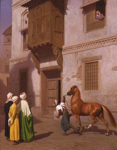 {{ product_title }} Fine Art Print | {{ product_vendor }} Jakero77 Jean Leon Gerome - Cairene Horse Dealer (Signed) - 17" x 22" Fine Art Print Art Print  Jakero77