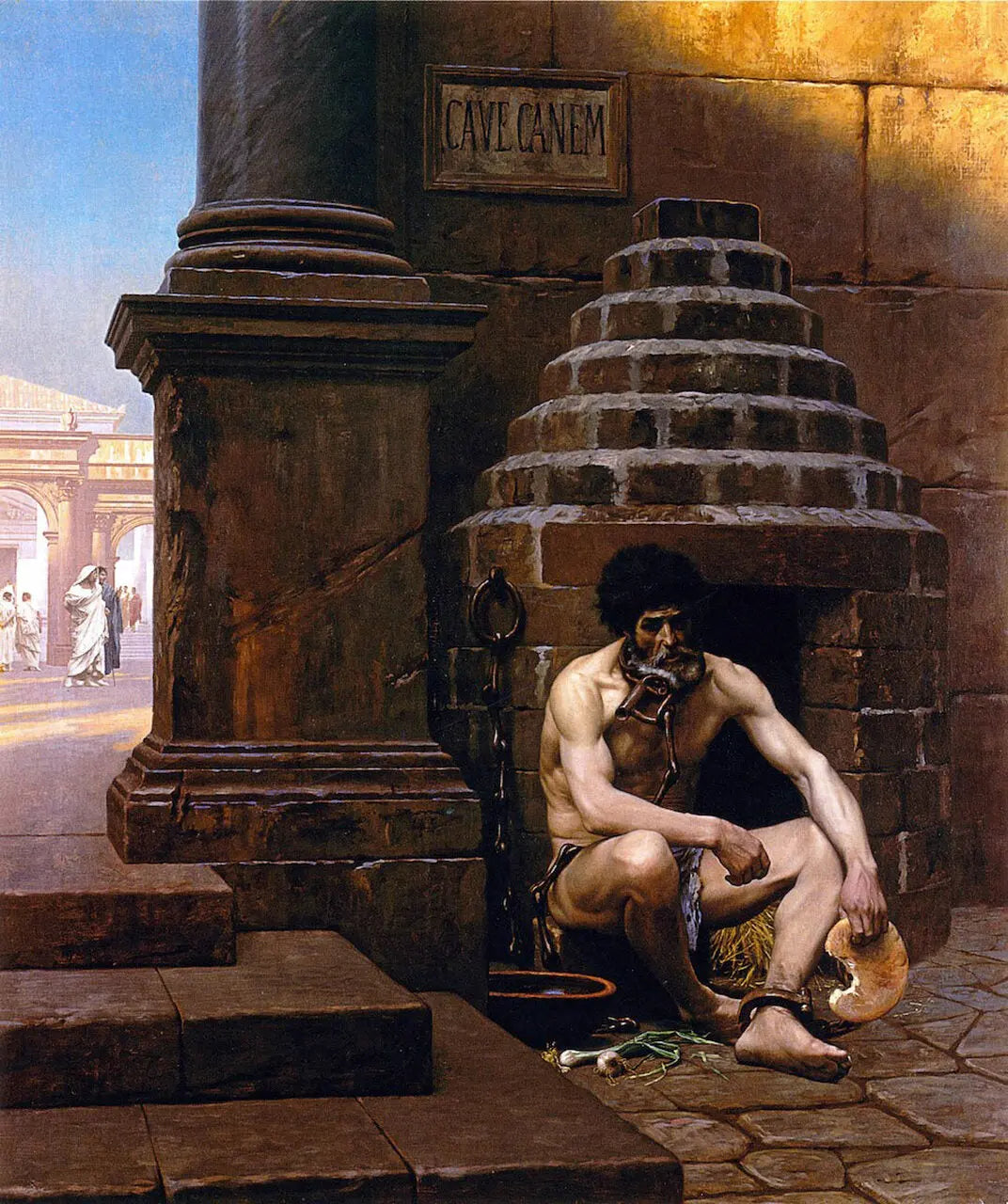 {{ product_title }} Fine Art Print | {{ product_vendor }} Jakero77 Jean Leon Gerome - Cave Canem (1881) Man Chained Down - 17" x 22" Fine Art Print Art Print  Jakero77