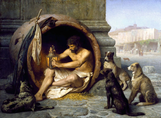 {{ product_title }} Fine Art Print | {{ product_vendor }} Jakero77 Jean Leon Gerome - Diogenes with Dogs (1860) Signed - 17" x 22" Fine Art Print Art Print  Jakero77