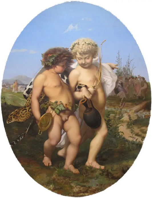{{ product_title }} Fine Art Print | {{ product_vendor }} Jakero77 Jean Leon Gerome - Drunken Bacchus and Cupid - 17" x 22" Fine Art Print Art Print  Jakero77