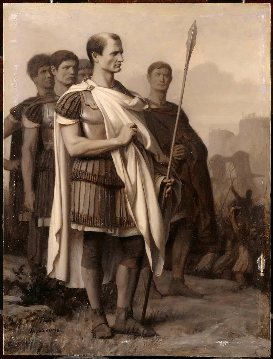 {{ product_title }} Fine Art Print | {{ product_vendor }} Jakero77 Jean Leon Gerome - Julius Caesar & Soldiers (Signed) - 17" x 22" Fine Art Print Art Print  Jakero77