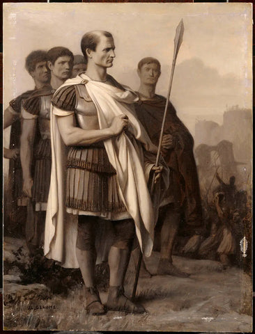 {{ product_title }} Fine Art Print | {{ product_vendor }} Jakero77 Jean Leon Gerome - Julius Caesar & Soldiers (Signed) - 17" x 22" Fine Art Print Art Print  Jakero77