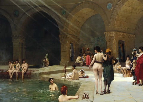 {{ product_title }} Fine Art Print | {{ product_vendor }} Jakero77 Jean Leon Gerome - Large Pool of Bursa (1885) Nude Women Signed - 17" x 22" Print Art Print  Jakero77