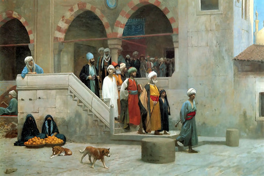 {{ product_title }} Fine Art Print | {{ product_vendor }} Jakero77 Jean Leon Gerome - Leaving the Mosque (Signed) Arabic - 17" x 22" Fine Art Print Art Print  Jakero77