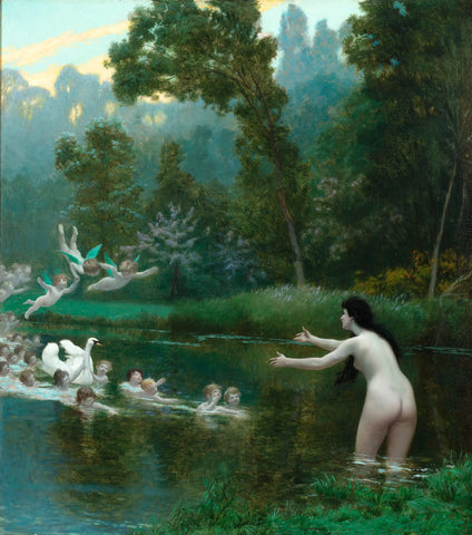 {{ product_title }} Fine Art Print | {{ product_vendor }} Jakero77 Jean Leon Gerome - Leda and the Swan (1895) Signed - 17" x 22" Fine Art Print Art Print  Jakero77