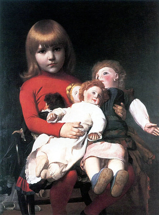 {{ product_title }} Fine Art Print | {{ product_vendor }} Jakero77 Jean Leon Gerome - Madeleine Juliette Gerome & Her Dolls - 17" x 22" Art Print Art Print  Jakero77