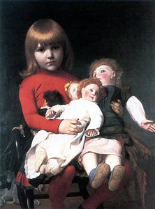 {{ product_title }} Fine Art Print | {{ product_vendor }} Jakero77 Jean Leon Gerome - Madeleine Juliette Gerome & Her Dolls - 17" x 22" Art Print Art Print  Jakero77