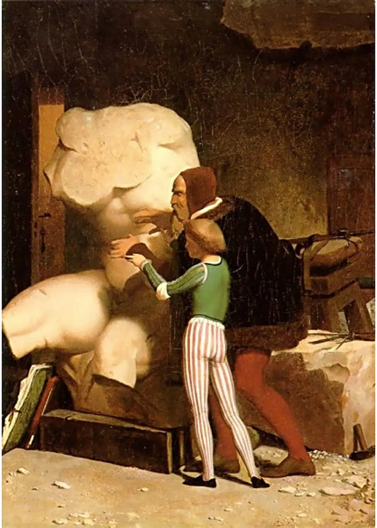 {{ product_title }} Fine Art Print | {{ product_vendor }} Jakero77 Jean Leon Gerome - Michelangelo and Apprentice - 17" x 22" Fine Art Print Art Print  Jakero77