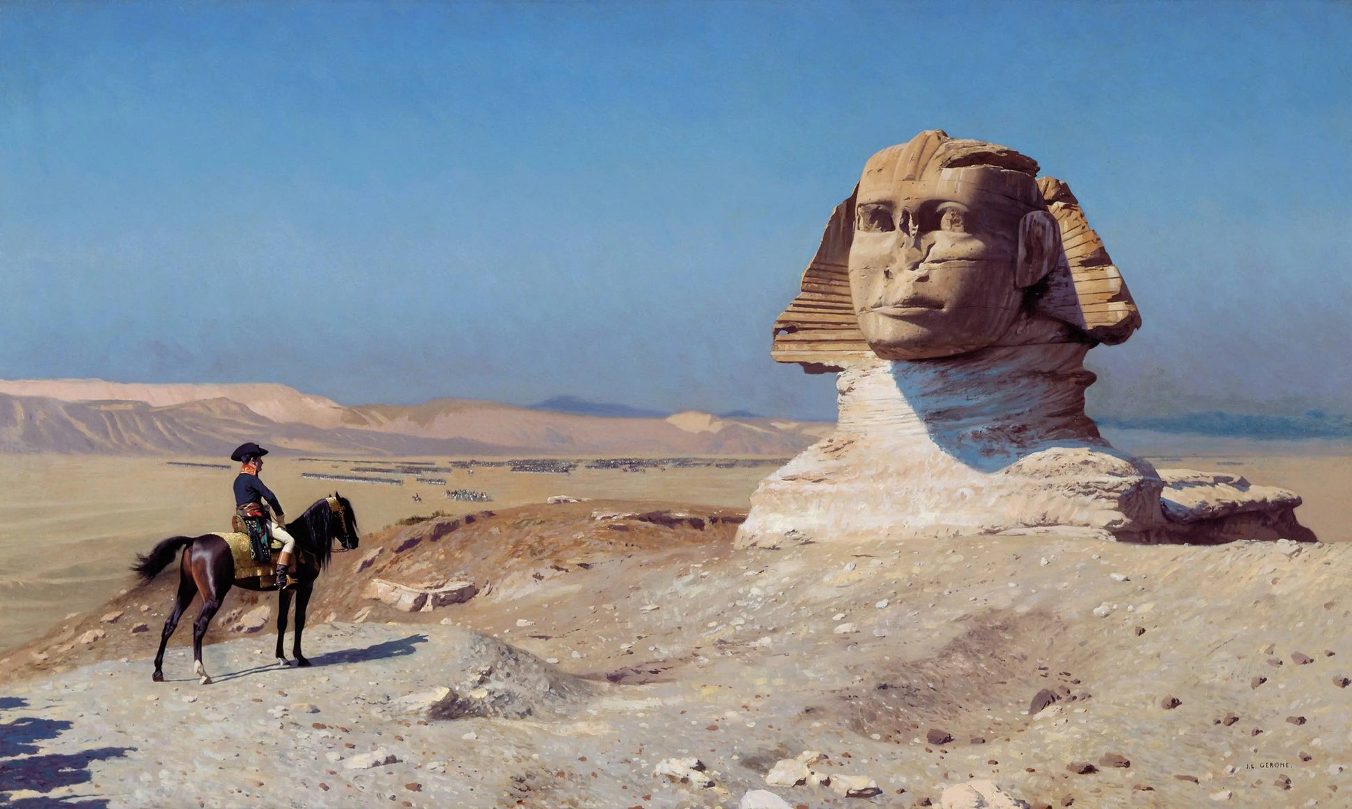 {{ product_title }} Fine Art Print | {{ product_vendor }} Jakero77 Jean Leon Gerome - Napoleon Bonaparte Before the Sphinx (1868) Signed - 17" x 22" Fine Art Print Art Print  Jakero77