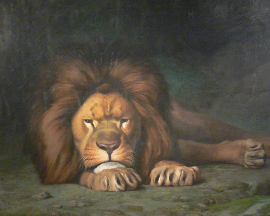 {{ product_title }} Fine Art Print | {{ product_vendor }} Jakero77 Jean Leon Gerome - Nominor Leo (1883) Lion at Rest - 17" x 22" Fine Art Print Art Print  Jakero77