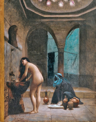 {{ product_title }} Fine Art Print | {{ product_vendor }} Jakero77 Jean Leon Gerome - Nude Lady in Bath House (Signed) - 17" x 22" Fine Art Print Art Print  Jakero77