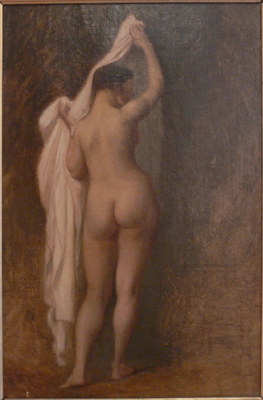 {{ product_title }} Fine Art Print | {{ product_vendor }} Jakero77 Jean Leon Gerome - Nyssia Nude From Behind (Study) 1859 - 17"x22" Fine Art Print Art Print  Jakero77