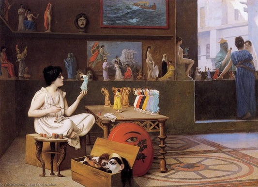 {{ product_title }} Fine Art Print | {{ product_vendor }} Jakero77 Jean Leon Gerome - Painting Breathes Life into Sculpture (1893) Signed - 17" x 22" Fine Art Print Art Print  Jakero77