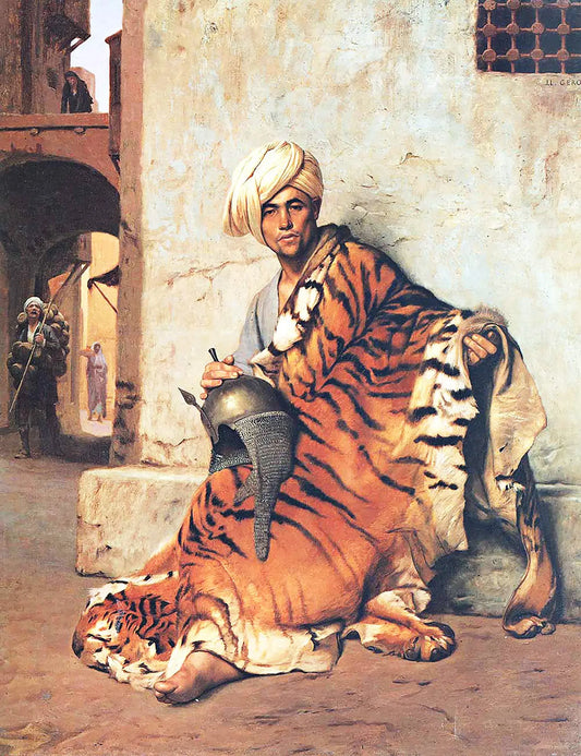{{ product_title }} Fine Art Print | {{ product_vendor }} Jakero77 Jean Leon Gerome - Pelt Merchant of Cairo (1869) Tiger - 17" x 22" Fine Art Print Art Print  Jakero77