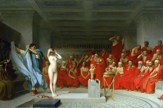 {{ product_title }} Fine Art Print | {{ product_vendor }} Jakero77 Jean Leon Gerome - Phryne Before the Areopagus (1861) Nude Signed - 17" x 22" Print Art Print  Jakero77