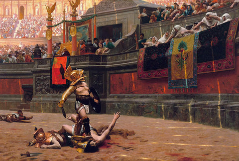 {{ product_title }} Fine Art Print | {{ product_vendor }} Jakero77 Jean Leon Gerome - Pollice Verso Gladiator Colliseum (1872) Signed - 17"x22" Print Art Print  Jakero77